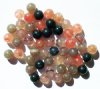 25 8mm Round Smoke Marble Glass Bead Mix
